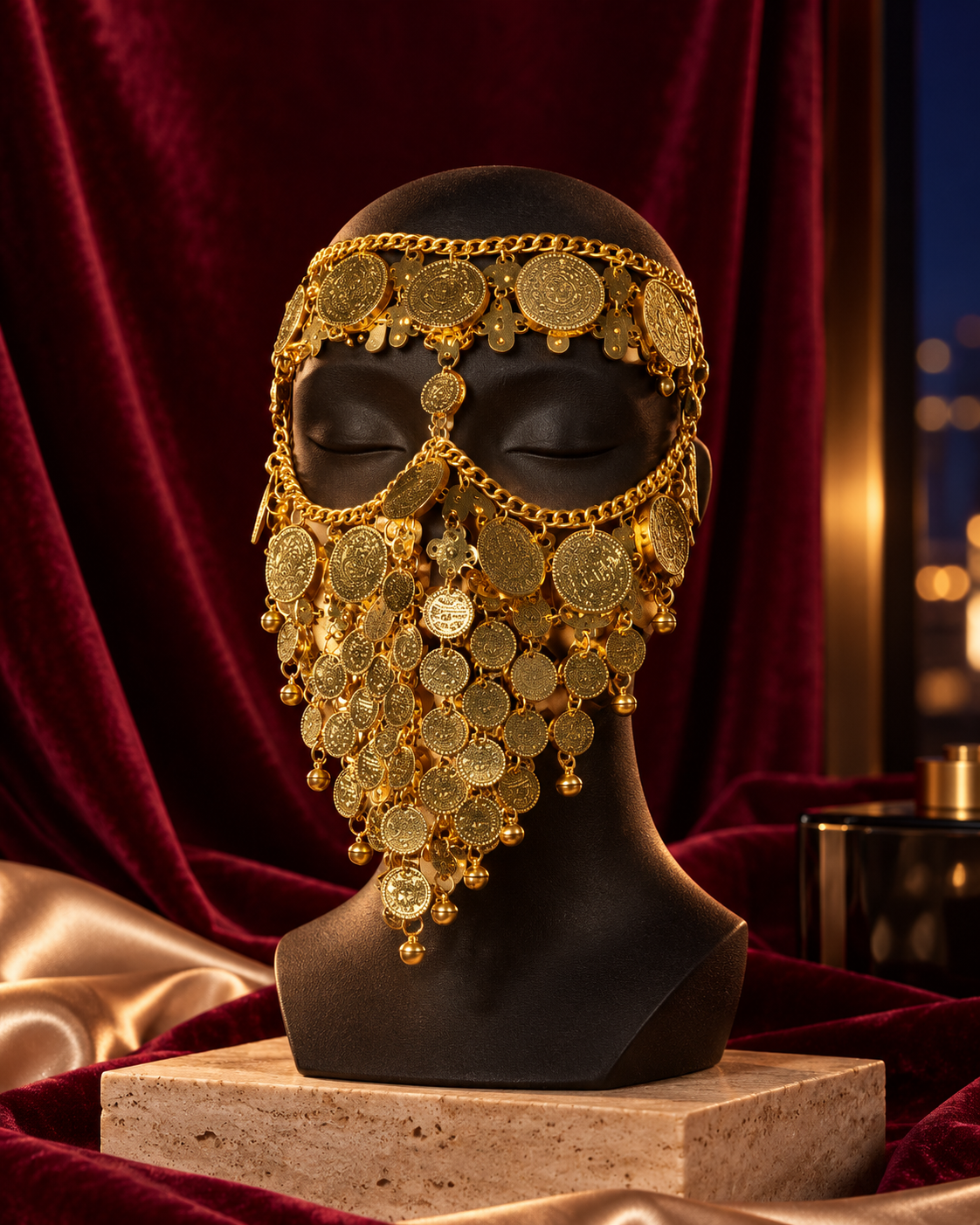 Gold Coin Face Veil