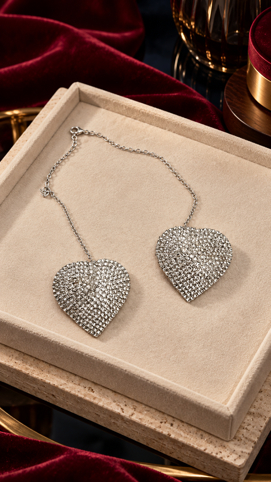 Pave Heart Duo Chain